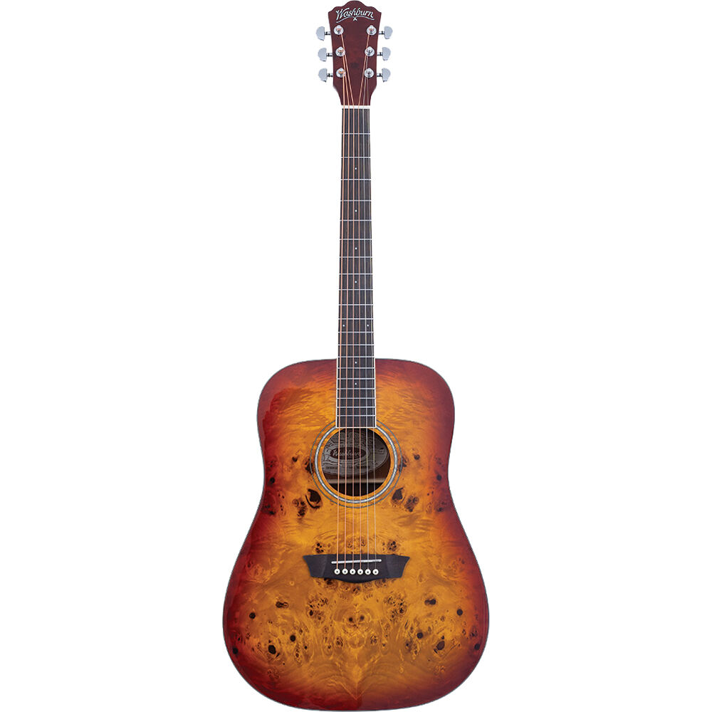 Guitarra Acústica Dreadnought Washburn Deep Forest Burl D (Desvanecimiento Ámbar) - Cuerpo Dreadnoug