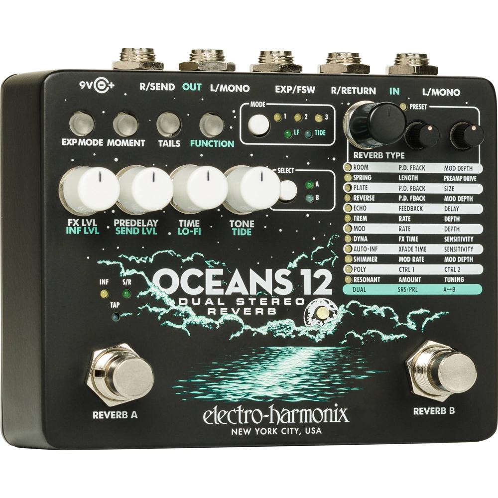Electro-Harmonix Oceans 12 Reverb Estéreo Dual: 12 Tipos de Reverb, 24 Presets, Controles Esotéricos