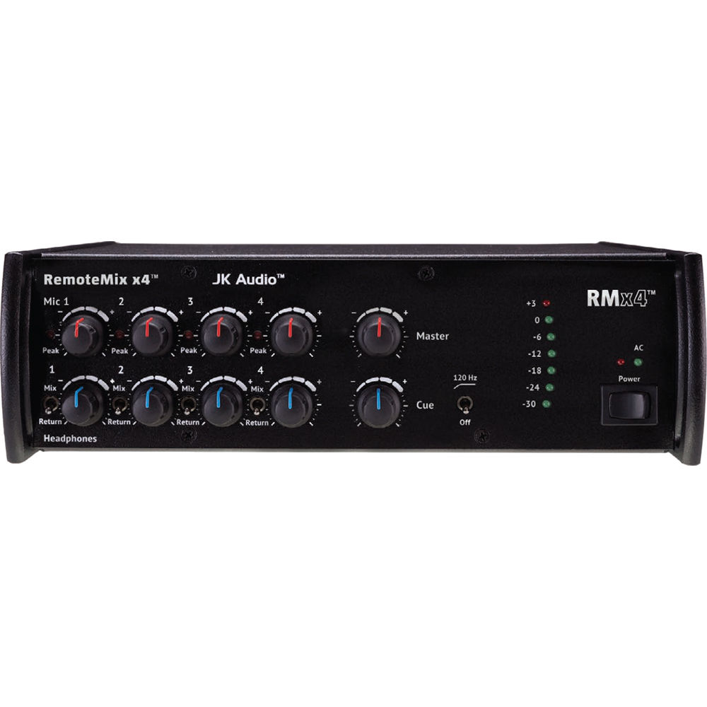 JK Audio RemoteMix x4 - Mezclador de Campo Broadcast con 4 Entradas de Micrófono de Bajo Ruido y Sal