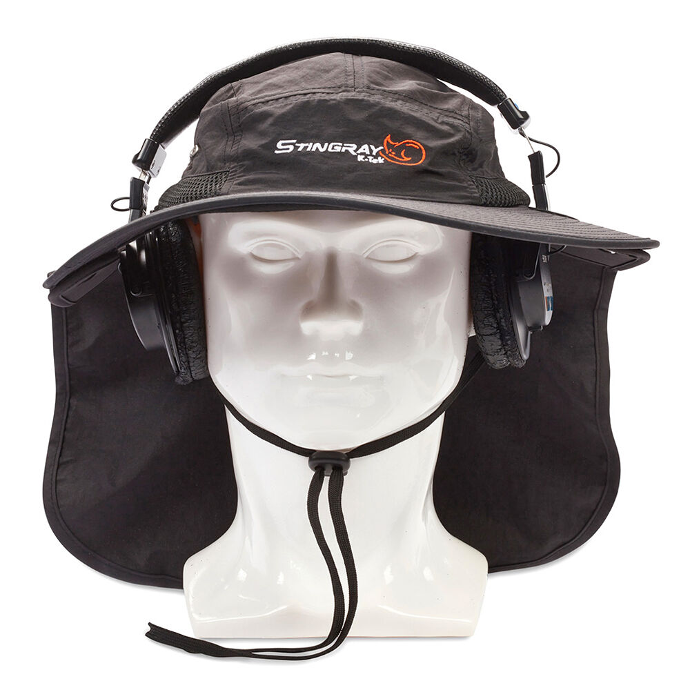 K-Tek KSH2 Stingray Audio SunHat (Negro) - Sombrero de Media Visera con Capucha, Ajustable, Correa p