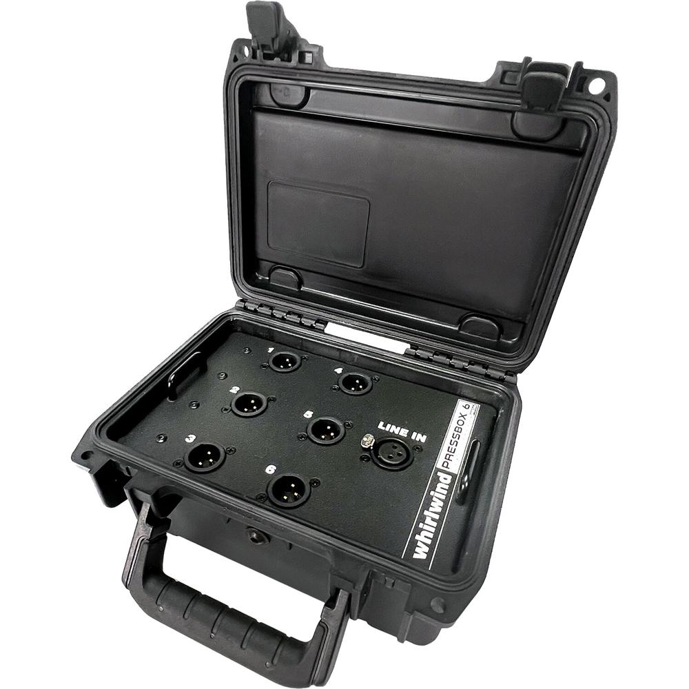 Whirlwind PB06-SKB: Caja de Prensa Pasiva 1 Línea In/6 Mic Out con Estuche SKB para Conferencias de