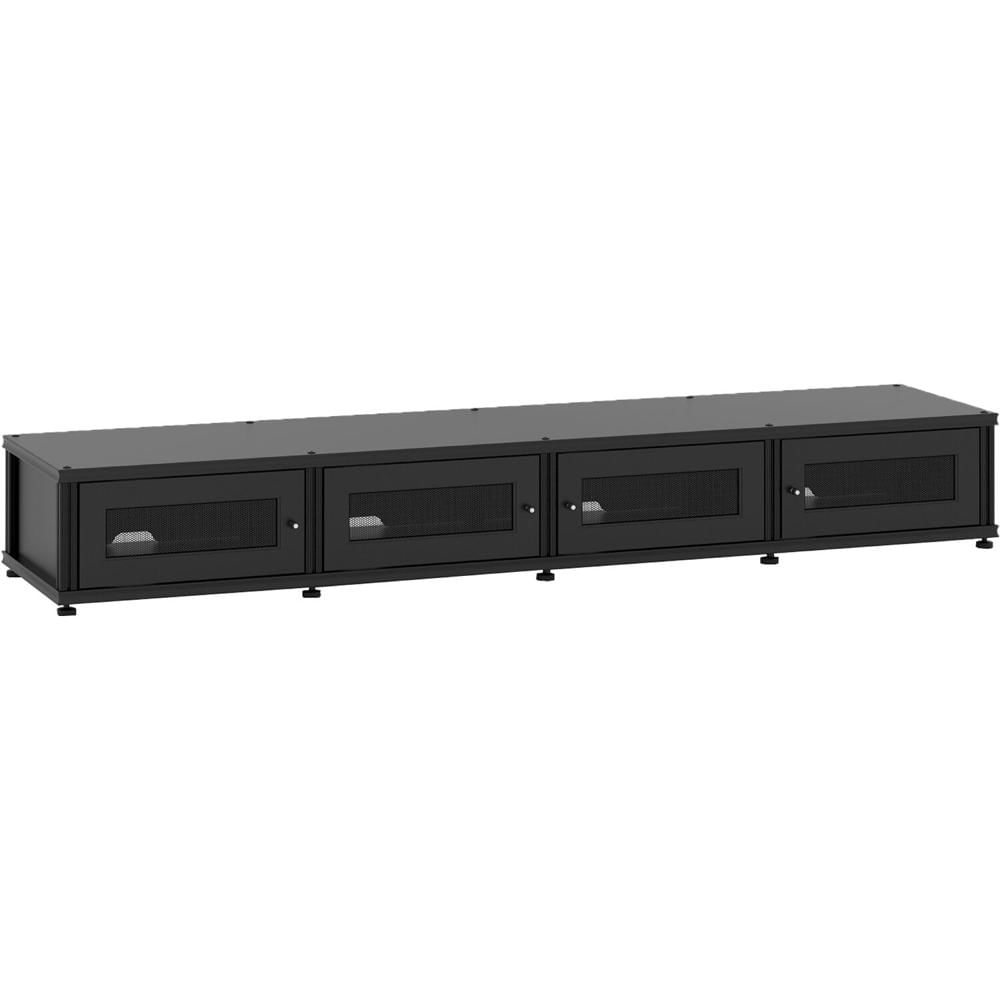 Gabinete A/V Salamander Designs Synergy Modelo 147 (Negro con Postes Negros) - Soporta TVs hasta 90"