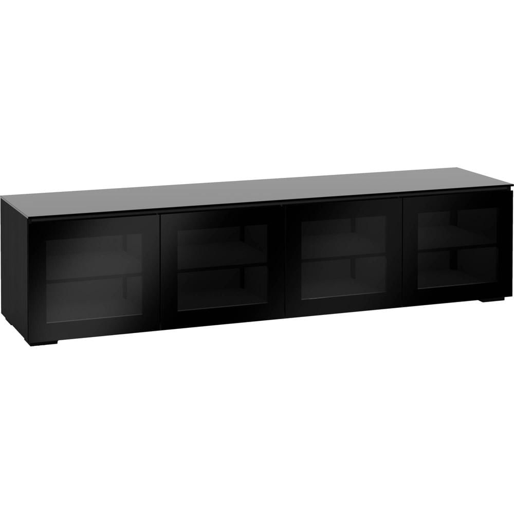 Mueble AV Salamander Designs Oslo 247 Chameleon - Lados de Roble Negro y Tapa de Vidrio Negro, Puert