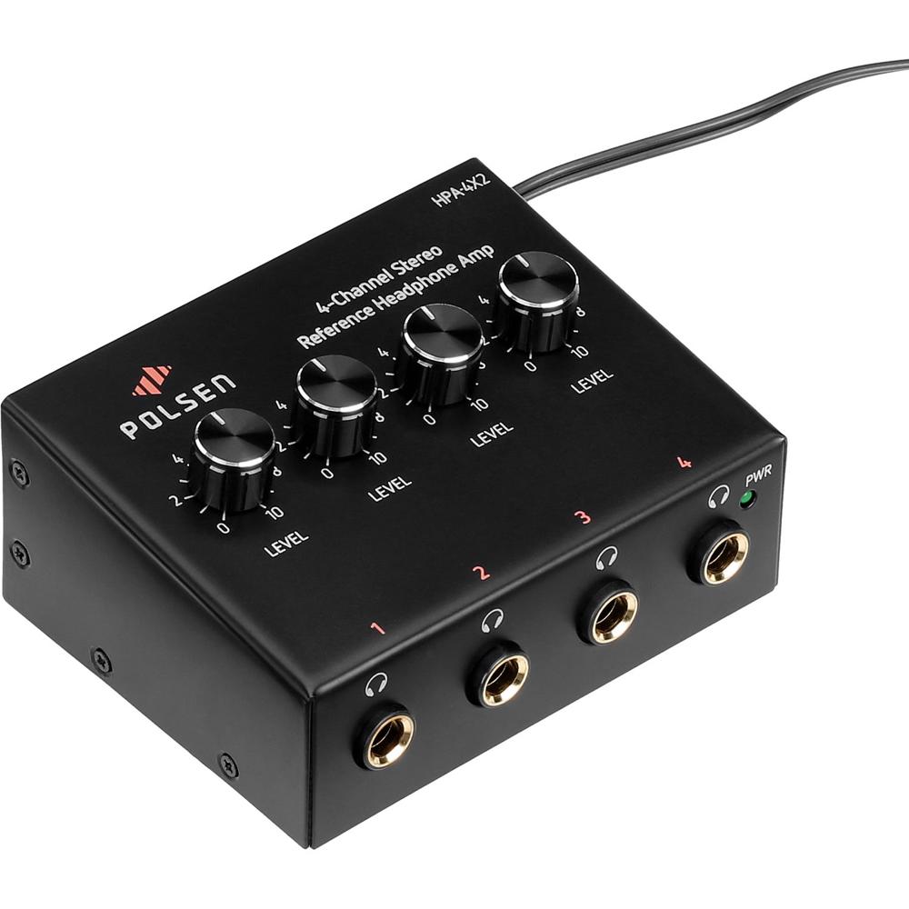 Amplificador de Auriculares Estéreo Polsen HPA-4X2 de 4 Canales para Estudio Profesional y Proyectos 1020697-REG Amplificador de Auriculares Estéreo Polsen HPA-4X2 de 4 Canales para Estudio Profesional y Proyectos 1020697-REG