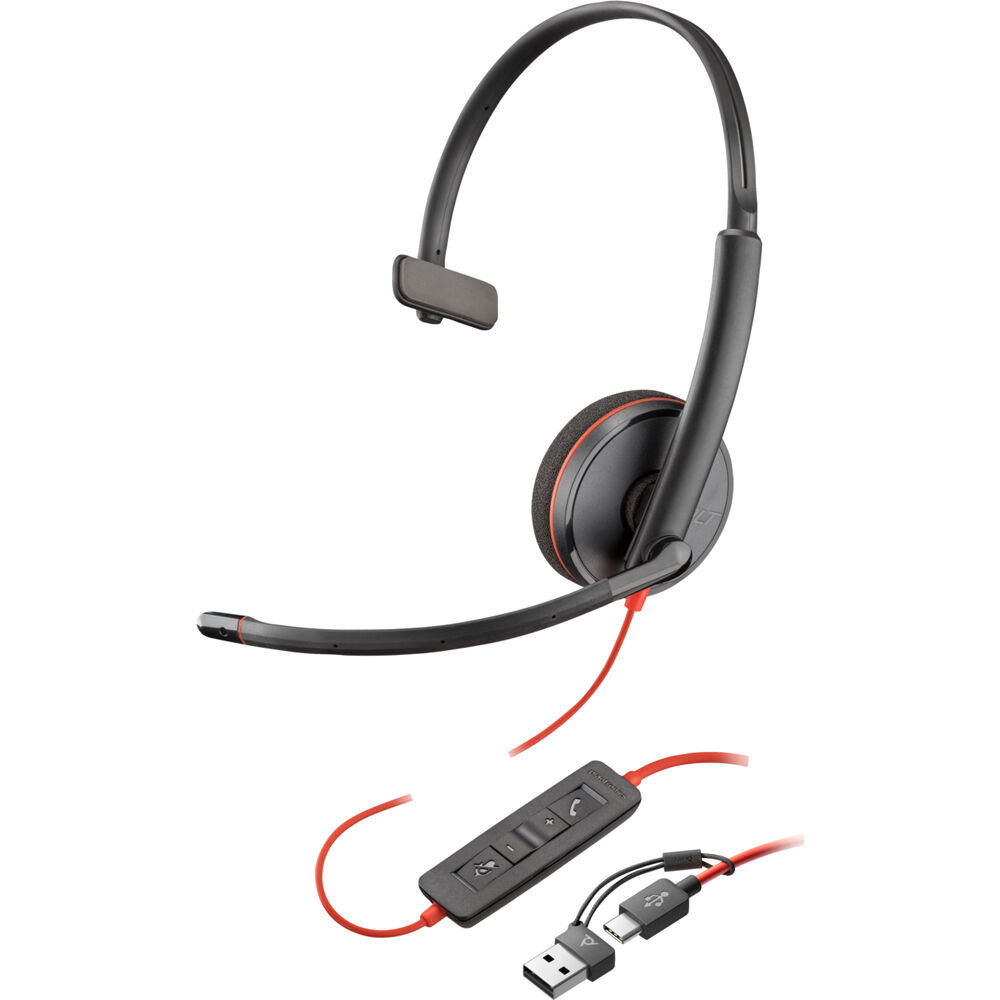 Auricular Mono USB-C Poly Blackwire 3210 con Micrófono Cancelador de Ruido y Protección Auditiva 1838966-REG Auricular Mono USB-C Poly Blackwire 3210 con Micrófono Cancelador de Ruido y Protección Auditiva 1838966-REG