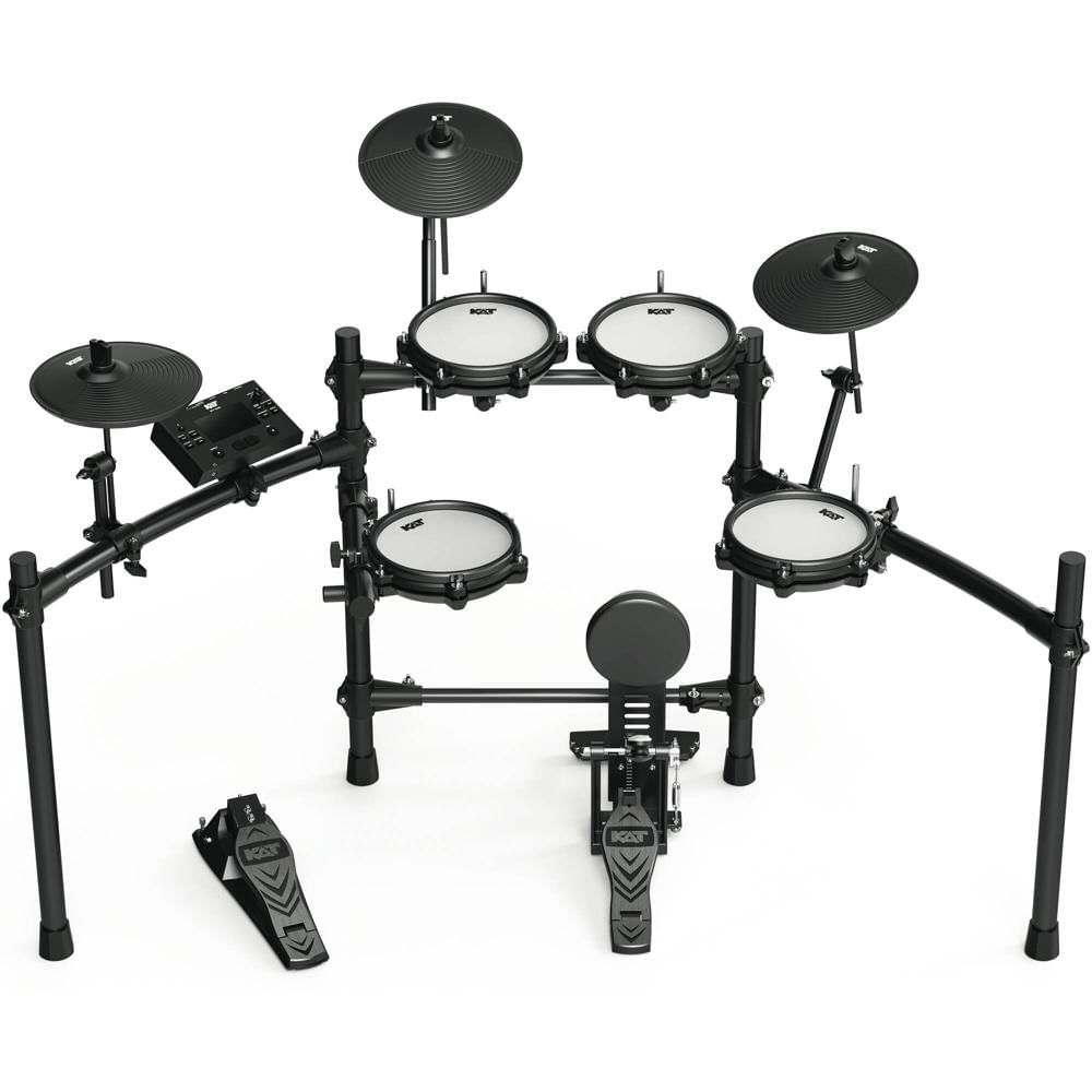 KAT KT-150 Set de Batería Electrónica de 5 Piezas con Mallas de Bajo Perfil y Módulo de 15 Kits y 12
