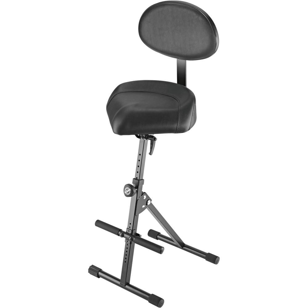 K&M 14050 Taburete con Respaldo (Negro) - Ideal para Músicos, Asiento Ergonómico, Altura Ajustable d