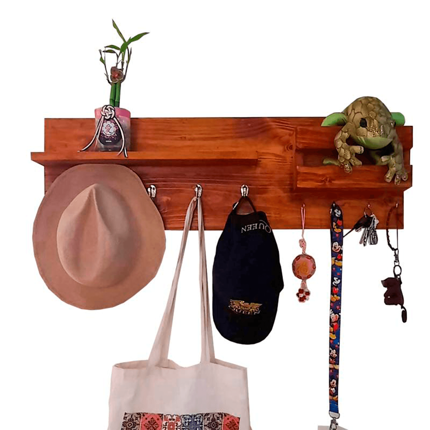 Perchero Empotrable Lauren de Madera Reciclada Acabado Cedro