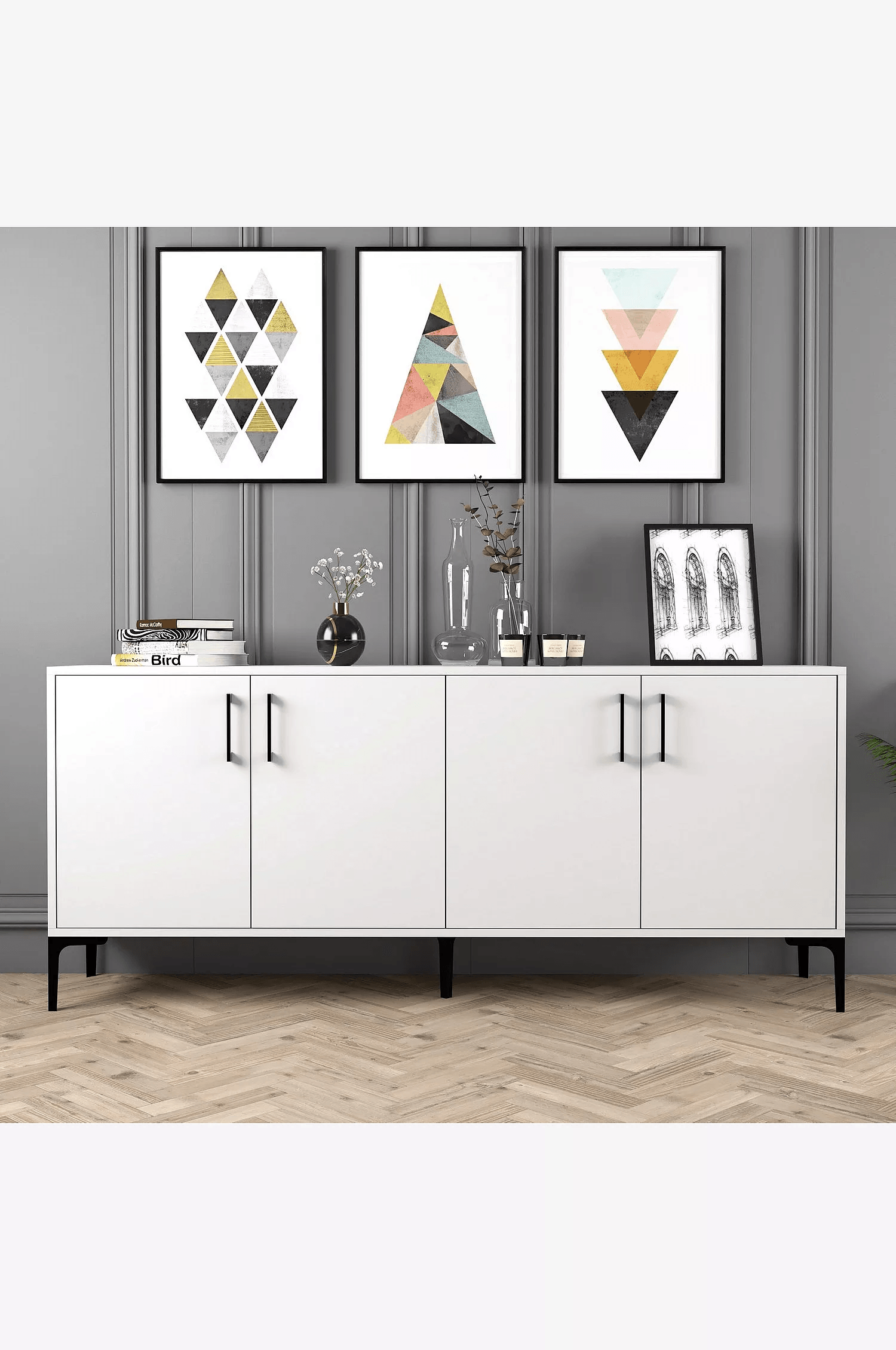 Aparador clásico funcional 4 puerta Vallecano color Blanco TU MESITA