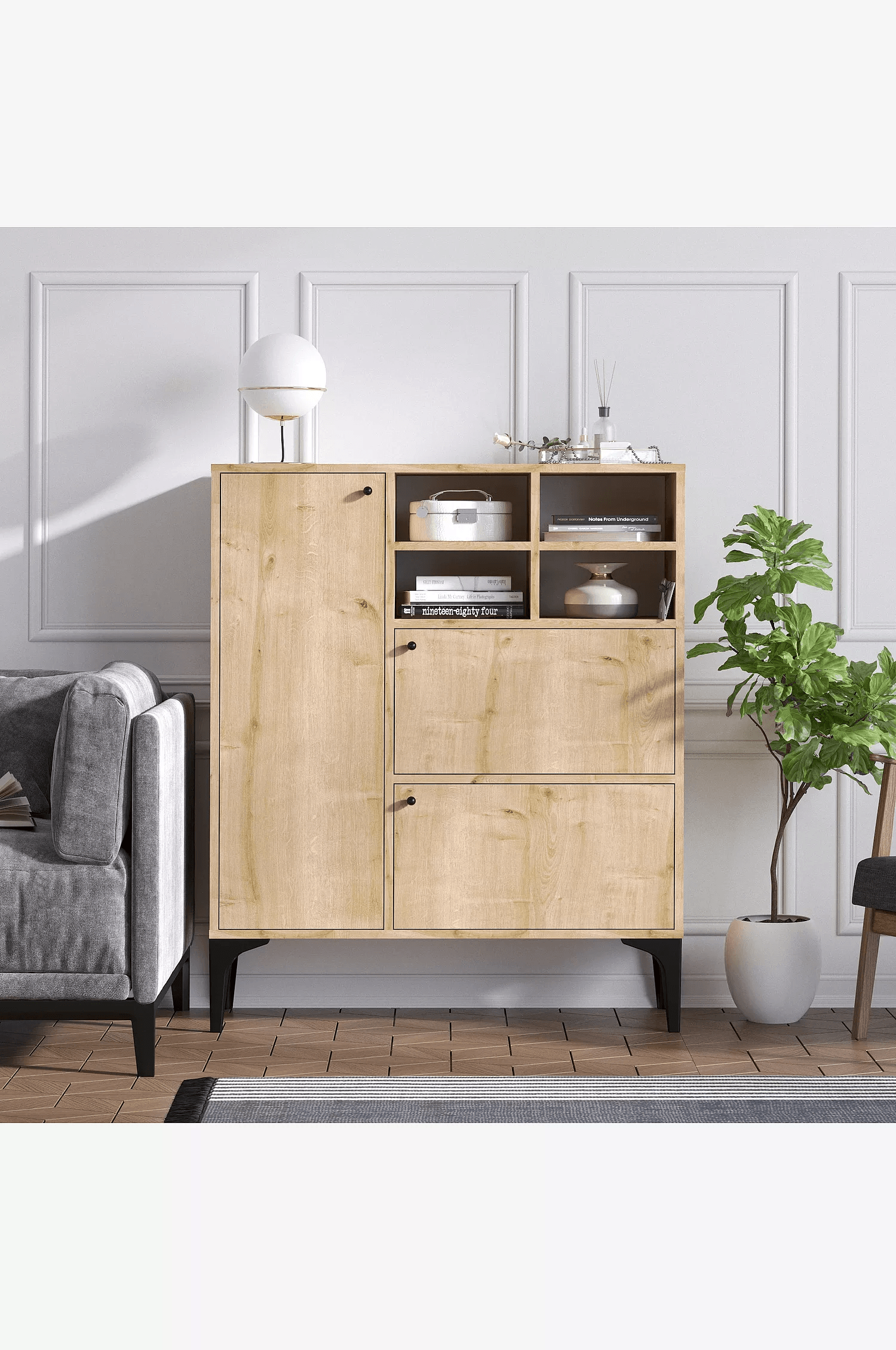 Aparador moderno funcional 3 puertas Senna color Macadamia TU MESITA