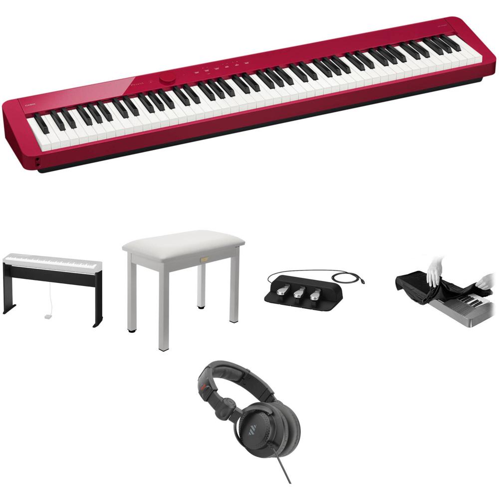 Casio Privia PX-S1100 Piano Digital de 88 Teclas con Soporte, Banco, Auriculares, Pedal Triple (Rojo 1662829-REG Casio Privia PX-S1100 Piano Digital de 88 Teclas con Soporte, Banco, Auriculares, Pedal Triple (Rojo 1662829-REG