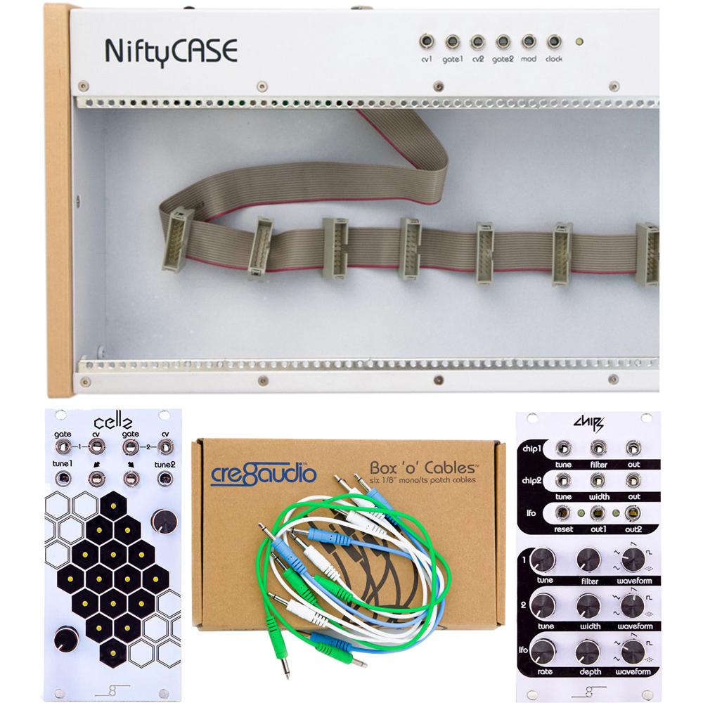 Cre8audio NiftyBUNDLE Kit de Sintetizador Eurorack: Estuche NiftyCASE, Módulo Chipz Dual VCO con LFO