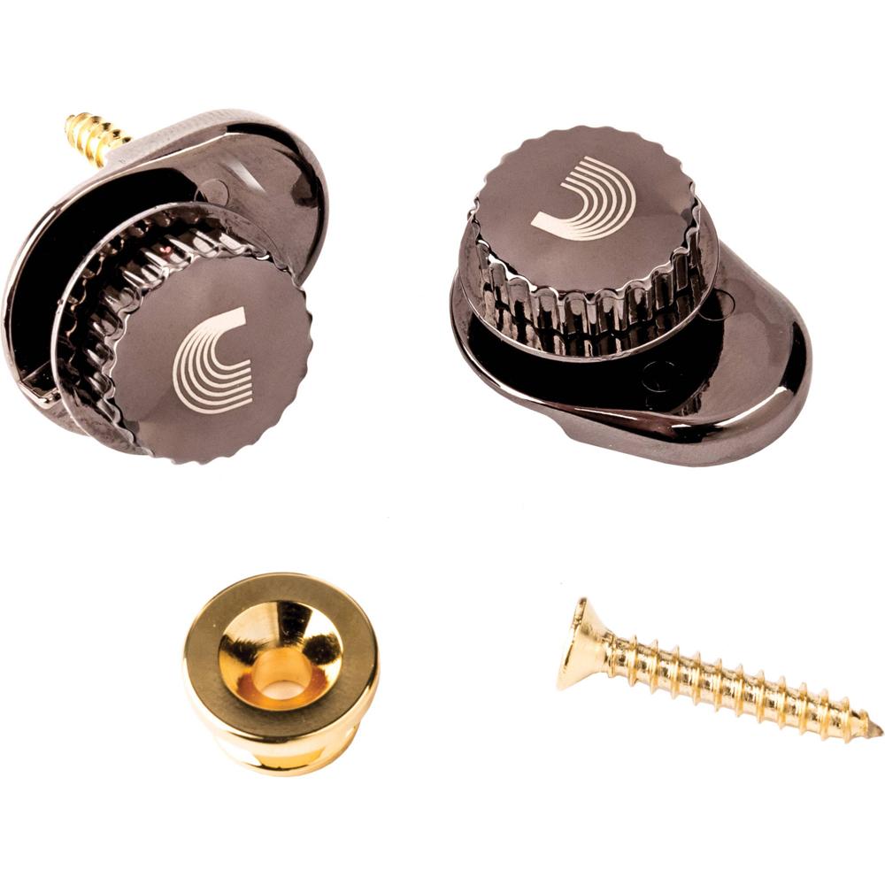 D'Addario NS Universal Strap Locks (Par, Oro) - Seguridad Mejorada, Conexión y Remoción Fácil, Insta