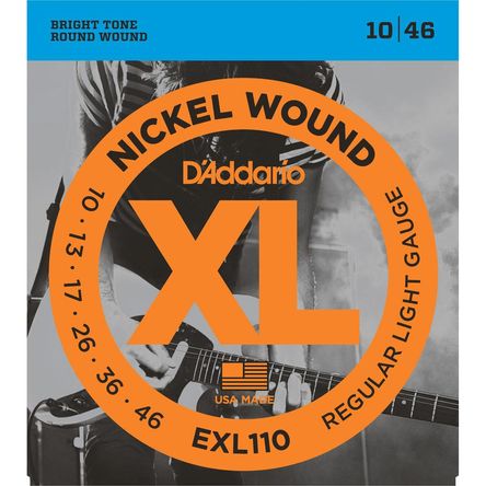 Cuerdas de Guitarra Eléctrica D'Addario EXL110 Regular Light XL Niqueladas (Juego de 6 Cuerdas, 10 - 1290406-REG