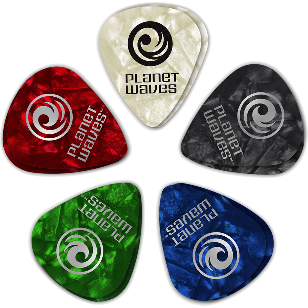 D'Addario Classic Pearl Celluloid Guitar Pick Assortment 10-Pack (Extra Heavy) - Grosor de 1.25mm, T