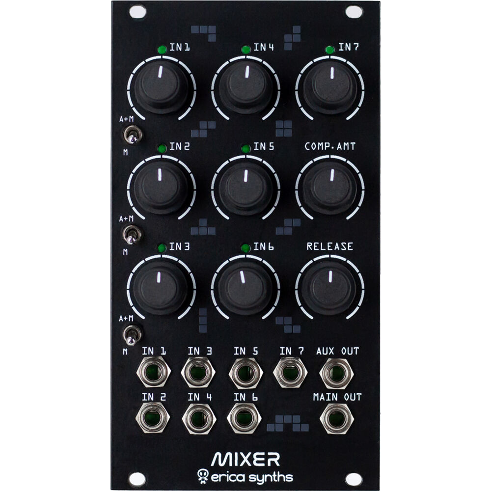 Módulo Eurorack Erica Synths Drum Mixer con Compresor (14 HP) - 7 Entradas Mono, Compresor Vactrol,