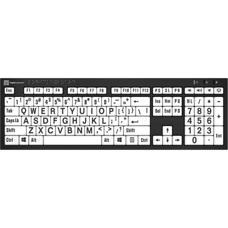 Teclado Logickeyboard Nero Braille And Large Print Windows Blanco Inglés 1686532-REG