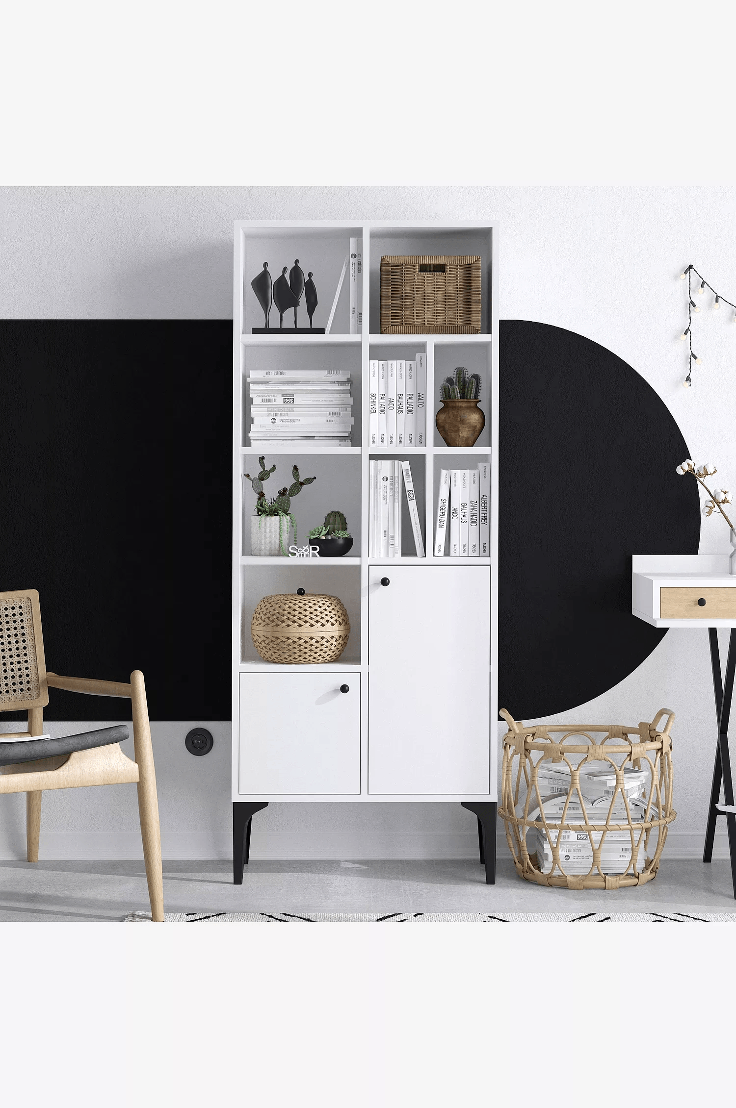 Aparador alto 2 puertas + repisas Pietro color Blanco TU MESITA