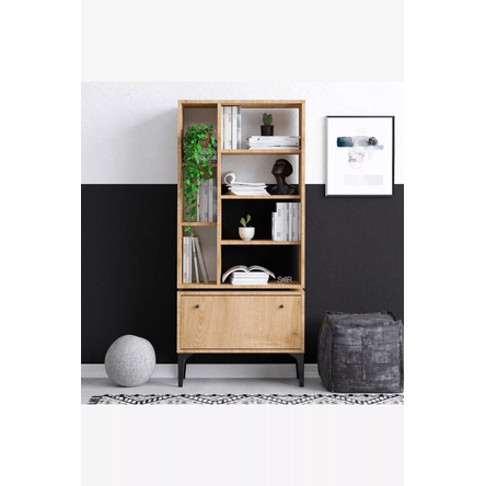 Aparador alto 1 puerta + repisa Ventro color Macadamia TU MESITA