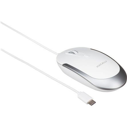 Mouse Óptico Silencioso Macally Usb Type C Blanco con Detalles Plateados 1660151-REG Mouse Óptico Silencioso Macally Usb Type C Blanco con Detalles Plateados 1660151-REG