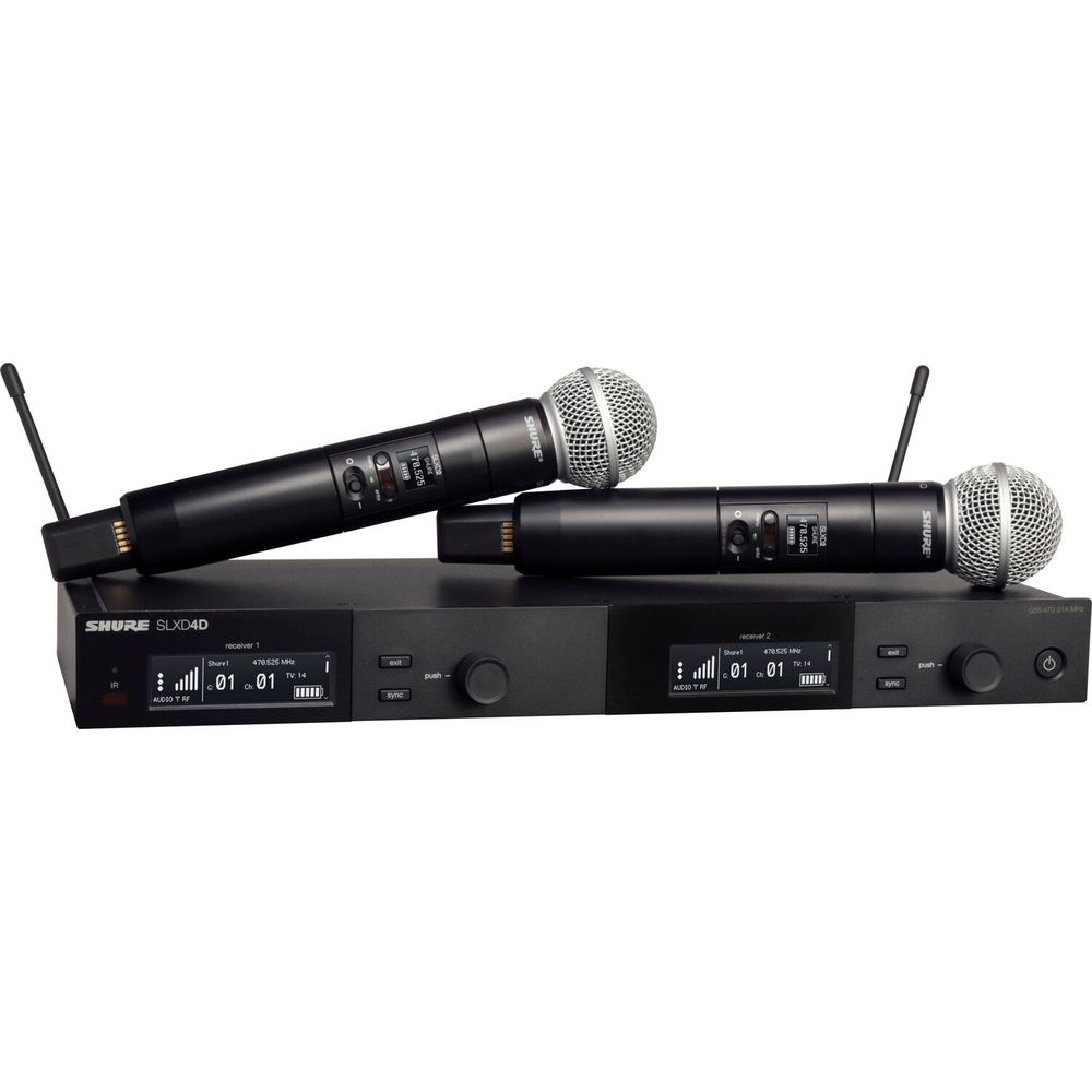 Sistema de Micrófono Inalámbrico de Mano Digital de Doble Canal Shure Slxd24D Sm58 con Cápsulas Sm58 1566053-REG Sistema de Micrófono Inalámbrico de Mano Digital de Doble Canal Shure Slxd24D Sm58 con Cápsulas Sm58 1566053-REG