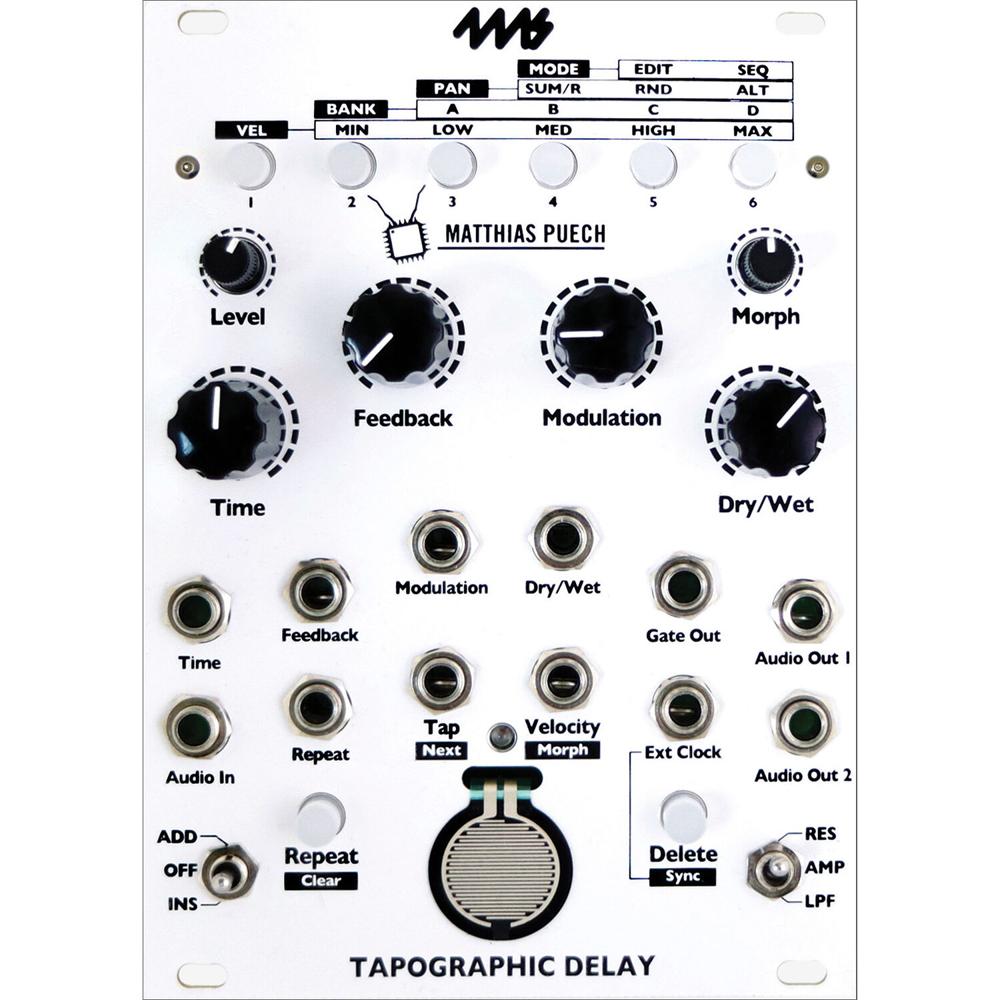 Módulo Eurorack 4ms Tapographic Delay (18 HP) - Delay de Audio Multi-Tap, Sensor de Fuerza Sensible, 1774239-REG Módulo Eurorack 4ms Tapographic Delay (18 HP) - Delay de Audio Multi-Tap, Sensor de Fuerza Sensible, 1774239-REG