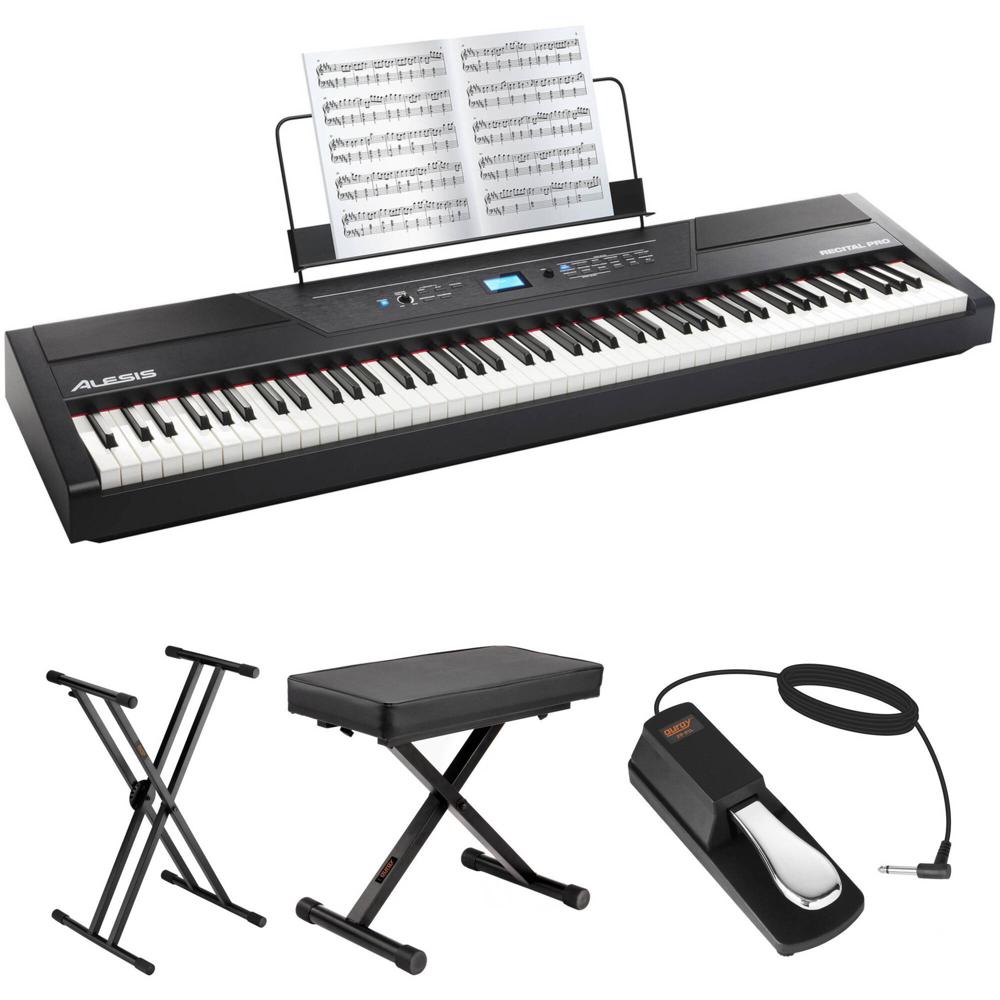 Piano Digital Alesis Recital Pro de 88 Teclas con Teclas de Martillo y Kit Esencial 1415989-REG Piano Digital Alesis Recital Pro de 88 Teclas con Teclas de Martillo y Kit Esencial 1415989-REG