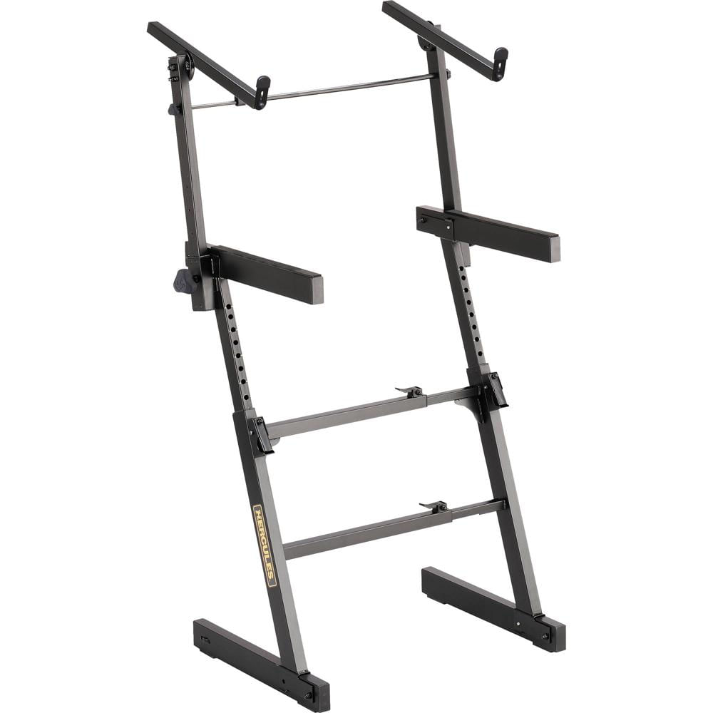 Soporte de Teclado HERCULES Auto-Lock Z-Style para Dos Teclados con Nivel Superior EZ-Lok