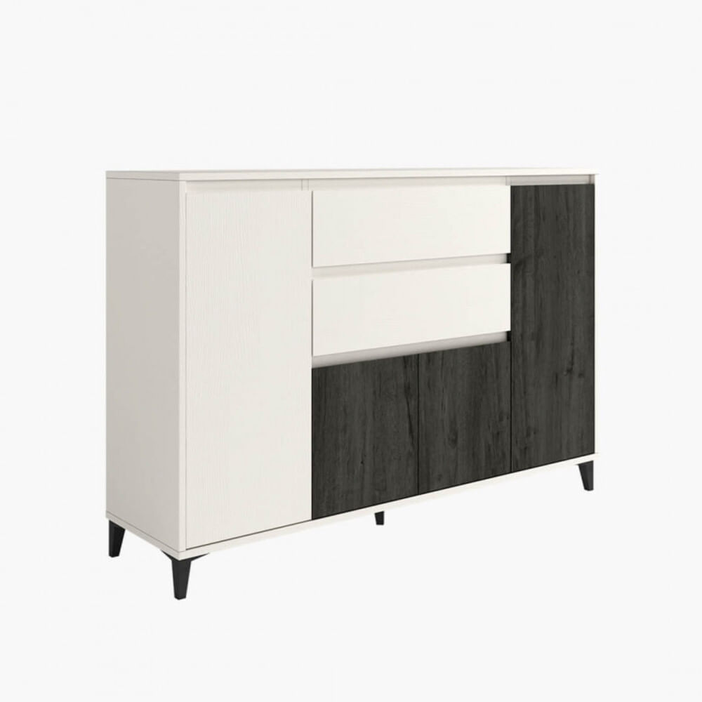 Aparador Funcional Salvador 4 puertas 2 cajones TU MESITA color Blanco/Negro