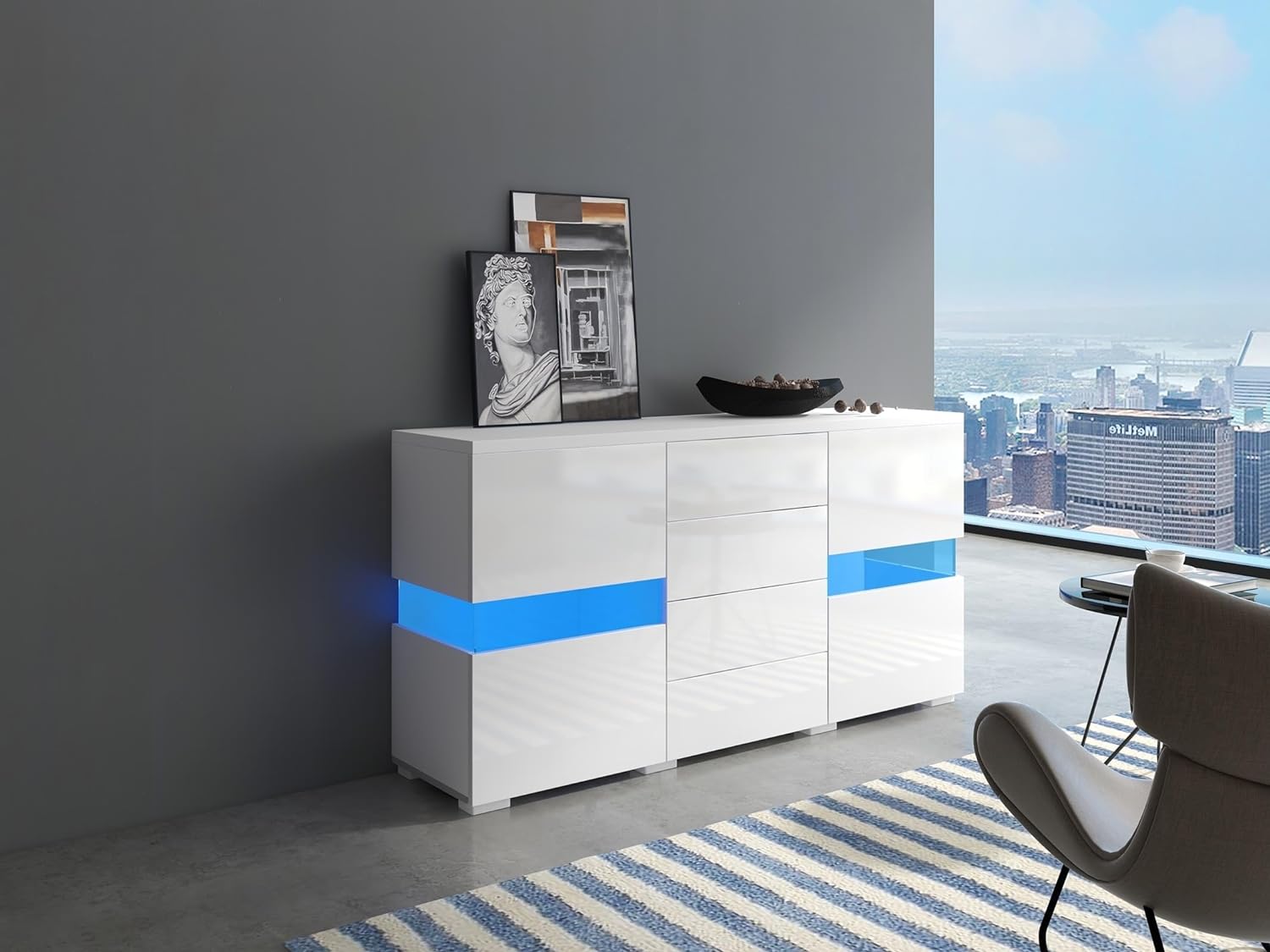 Recibidor Moderno con luces LED Beatriz color Blanco TU MESITA