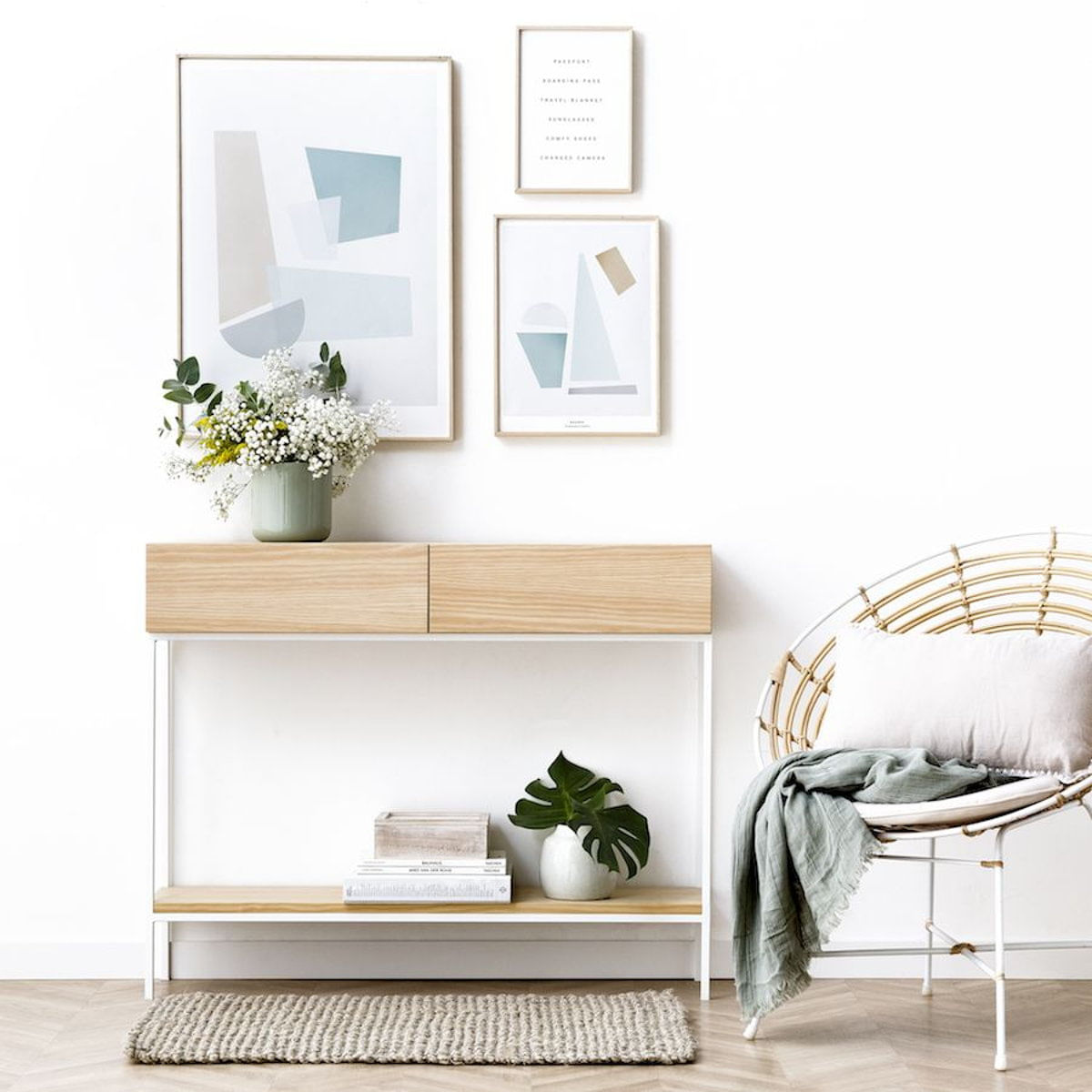 Recibidor Industrial Kimmi color Natural 2 cajones TU MESITA