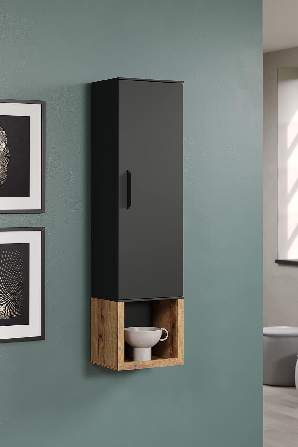 Aparador Flotante moderno Merlina color Negro/Marrón TU MESITA