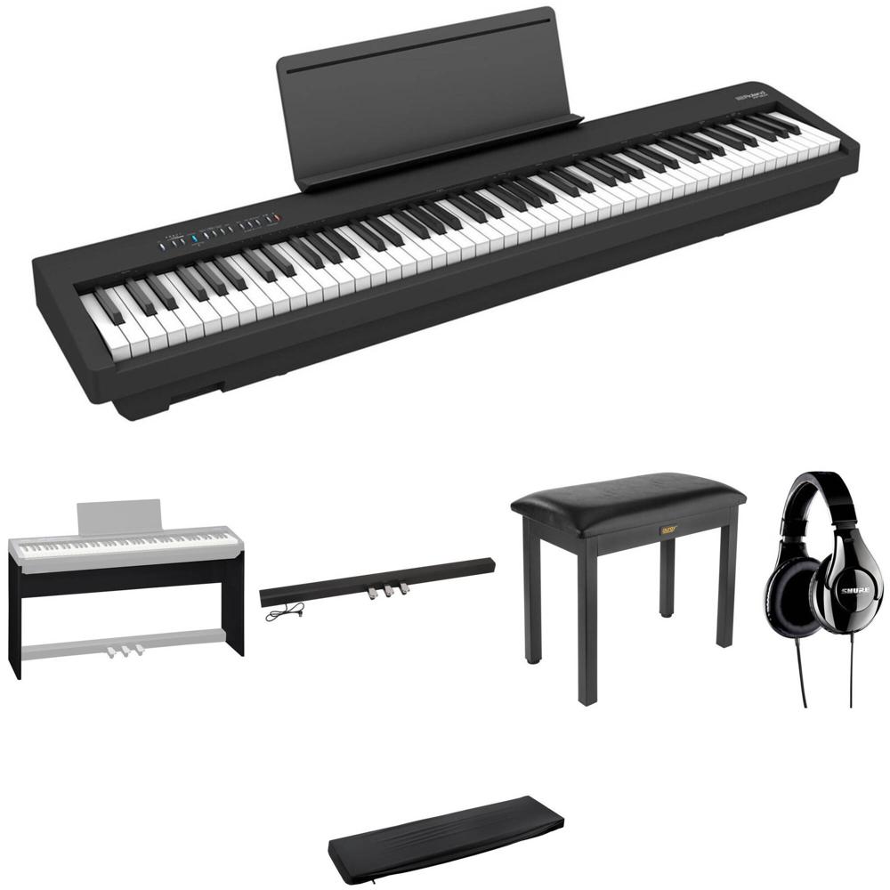 Roland FP-30X Paquete para Hogar/Estudio con Piano Digital, Soporte, Pedales, Banco, Auriculares y F