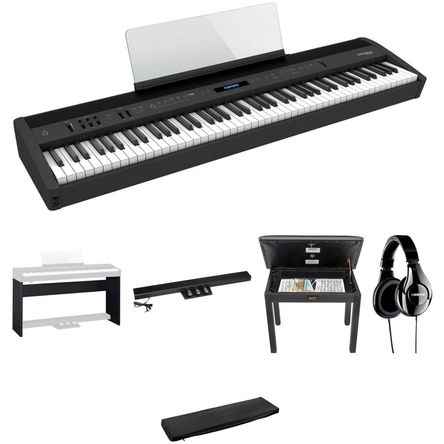 Roland FP-60X Paquete para Hogar/Estudio con Piano Digital, Auriculares, Soporte, Banco, Pedales y F 1647751-REG