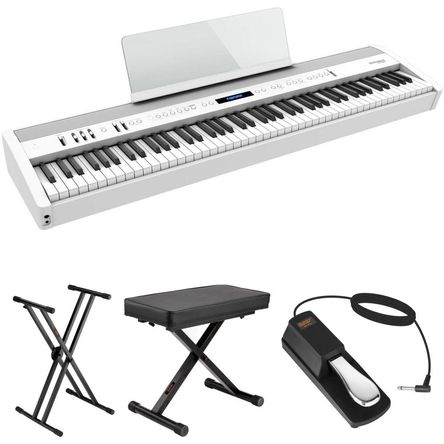 Roland FP-60X Paquete de Valor con Piano Digital, Soporte X, Banco X y Pedal (Blanco) - Modelo Compa 1647754-REG Roland FP-60X Paquete de Valor con Piano Digital, Soporte X, Banco X y Pedal (Blanco) - Modelo Compa 1647754-REG