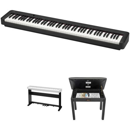 Piano Digital Portátil Casio CDP-S160 de 88 Teclas con Soporte de Madera de 3 Pedales y Banco (Negro 1689408-REG