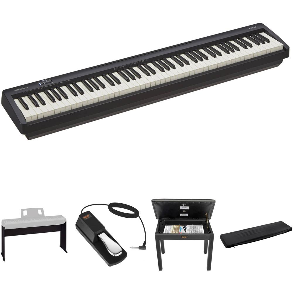 Roland FP-10 Paquete para Hogar/Estudio (Negro) - Piano Digital de 88 Teclas, Soporte KSC-FP10-BK, P