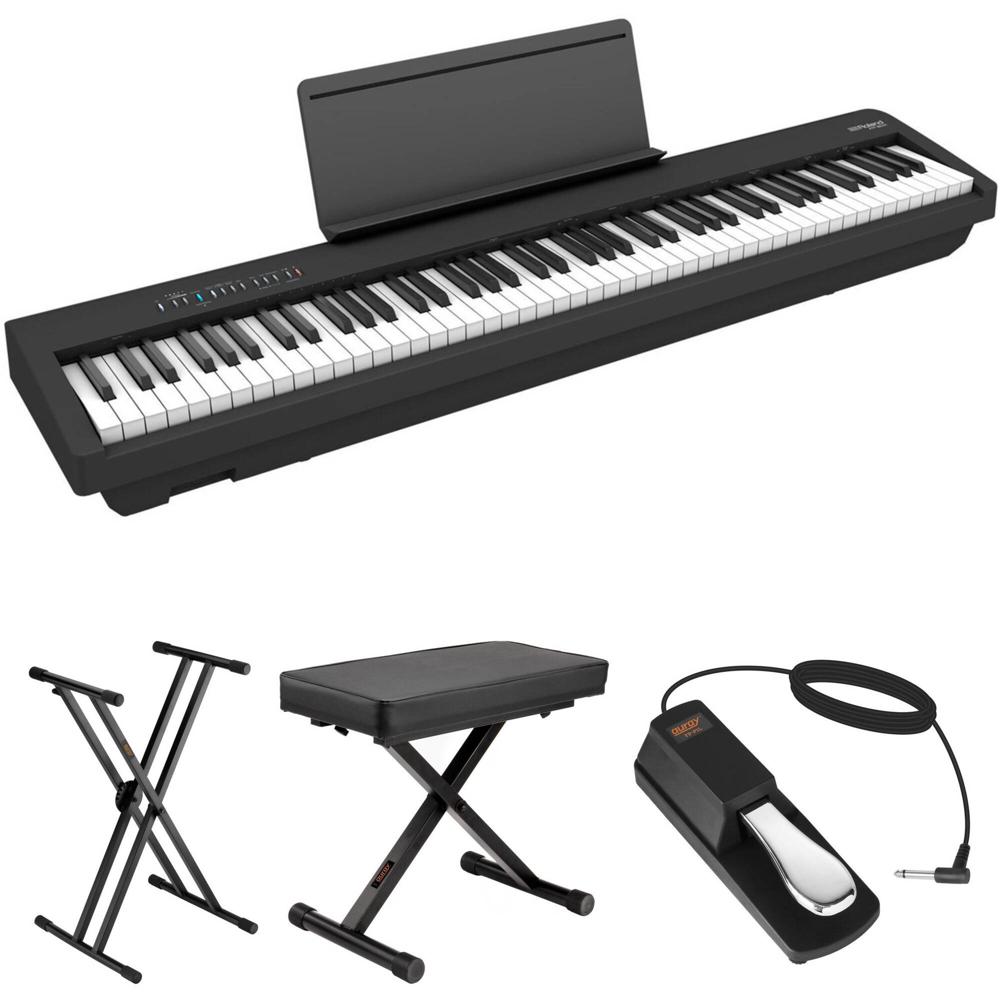 Roland FP-30X Paquete de Valor con Piano Digital, Soporte X, Pedal y Banco X (Negro) - Compacto, Tec