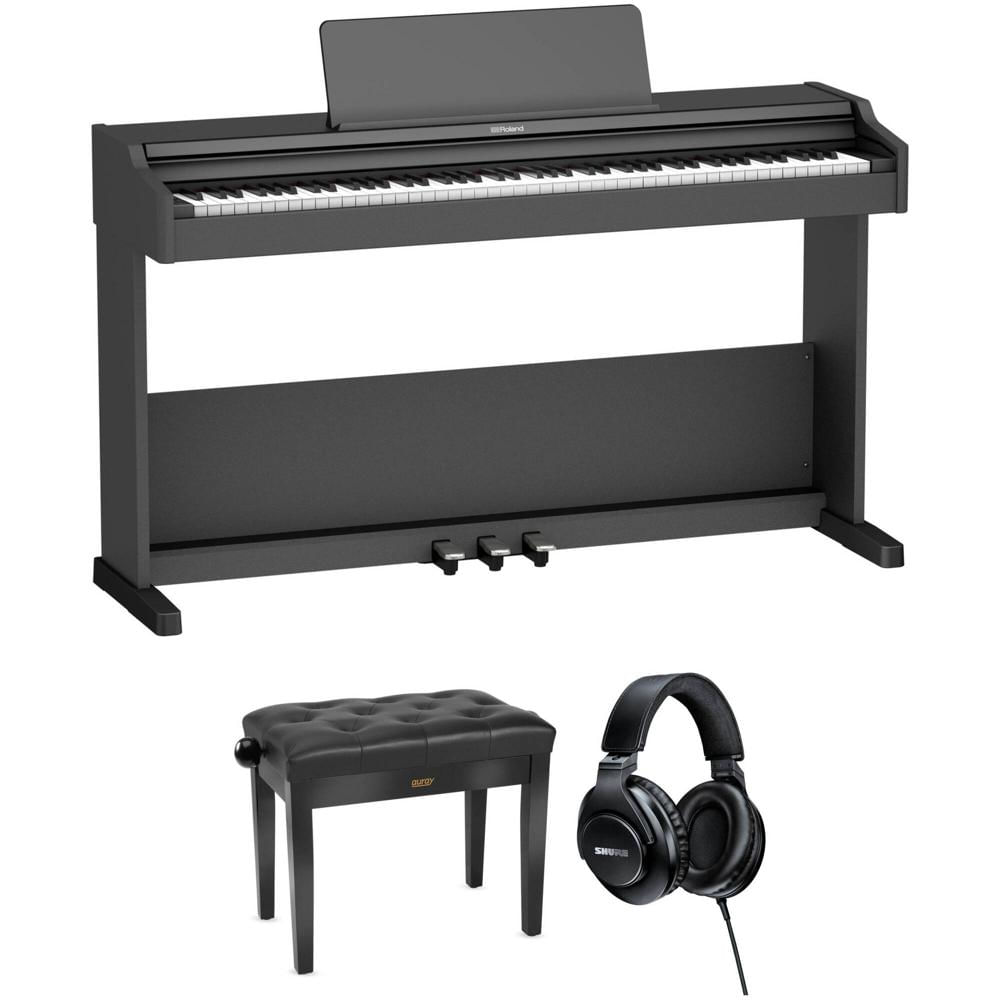 Piano Digital Roland RP107 de 88 Teclas con Banco y Auriculares (Negro) - Ideal para Familias en Cre