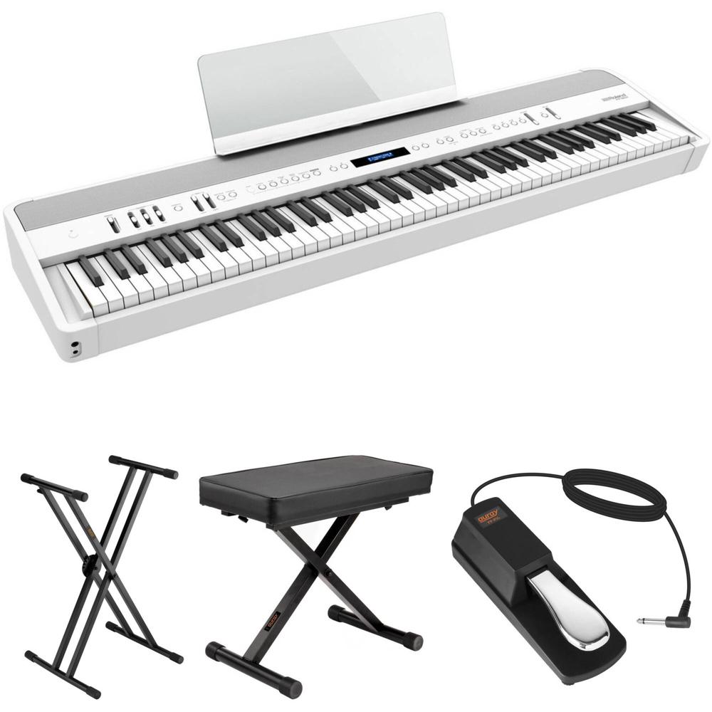 Roland FP-90X Paquete de Valor con Piano Digital, Soporte X, Banco X y Pedal (Blanco) - Piano Digita