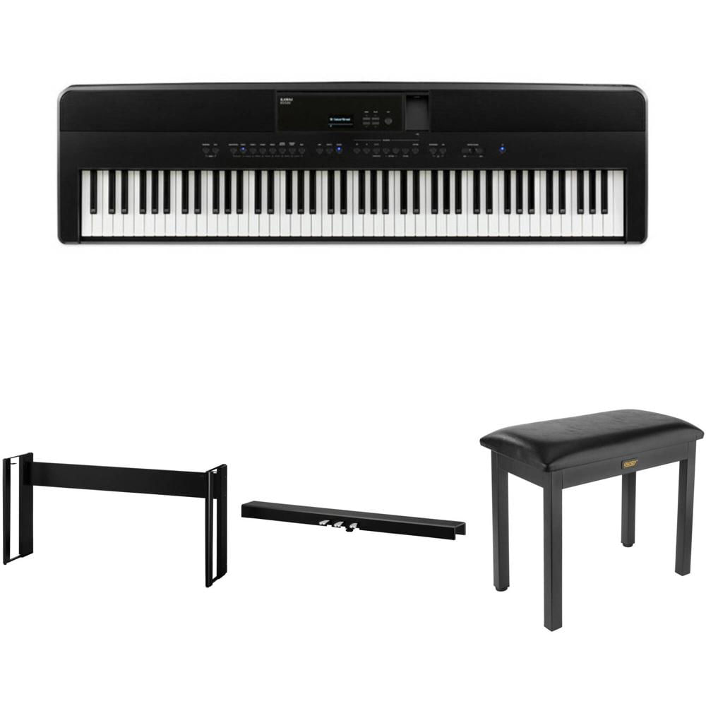 Piano Digital Portátil Kawai S520 de 88 Teclas con Pedal Triple, Soporte y Banco - Ideal para Princi