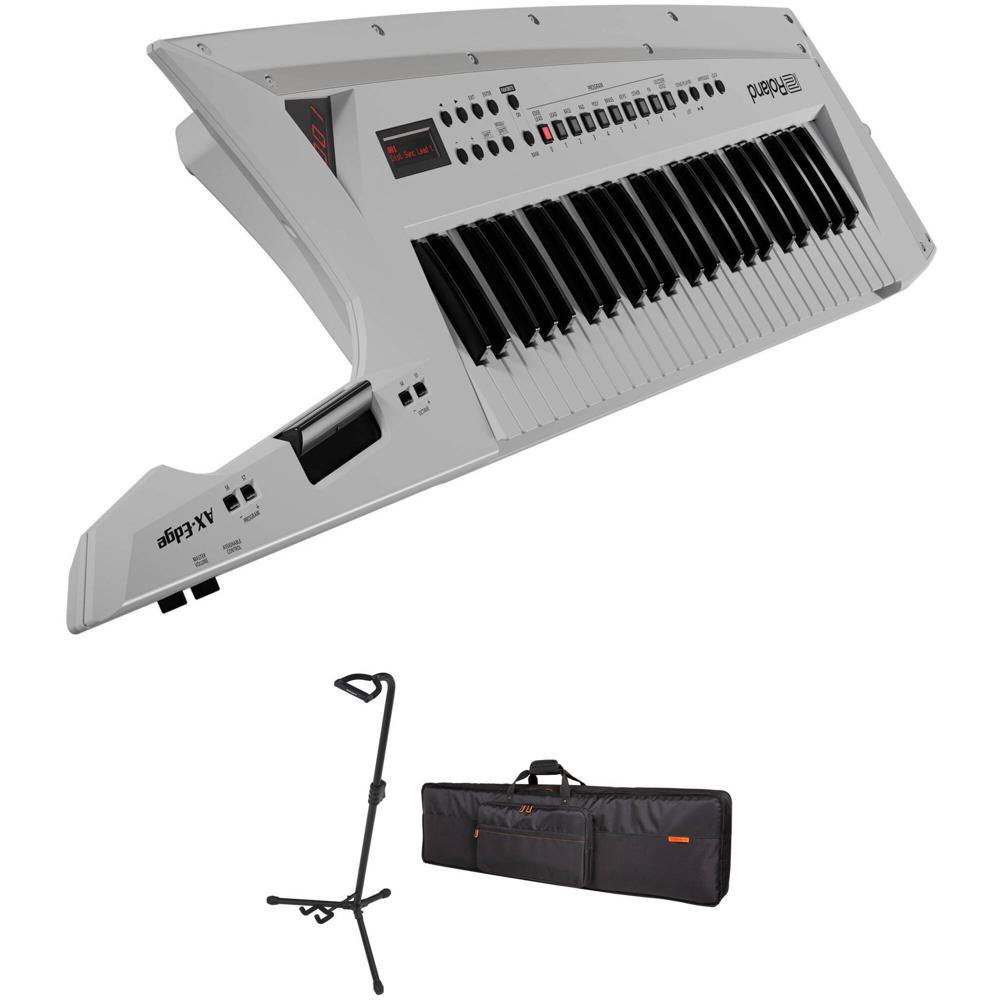 Roland AX-Edge 49 Teclas Keytar Sintetizador Kit con Soporte y Bolsa (Blanco) - 49 Teclas Sensibles