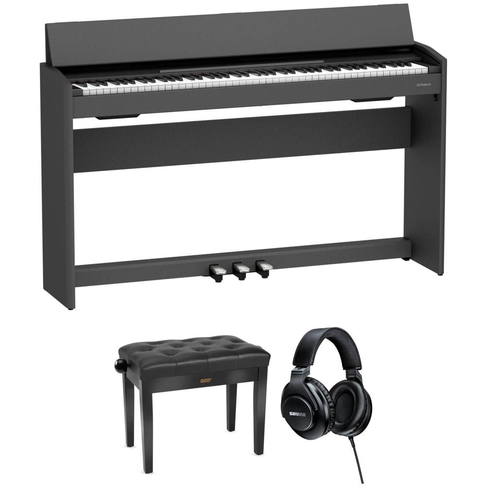 Piano Digital Roland F107 de 88 Teclas con Banco y Auriculares (Negro) - Ideal para Entusiastas del