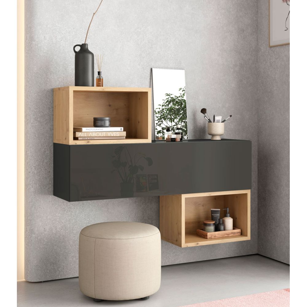 Aparador Flotante Miami 1 puerta color Negro/Haya TU MESITA