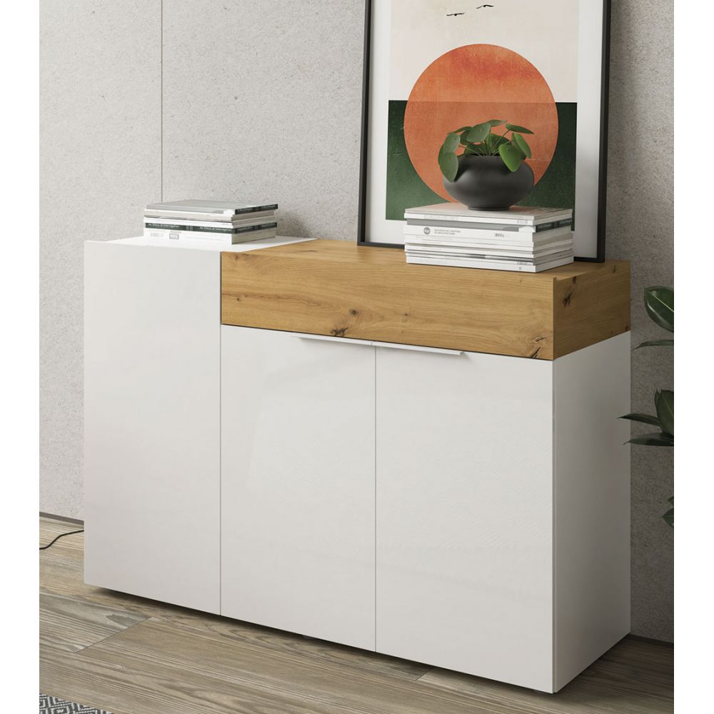 Aparador para Salón Priux 3 puertas 1 cajón TU MESITA color Blanco/Haya