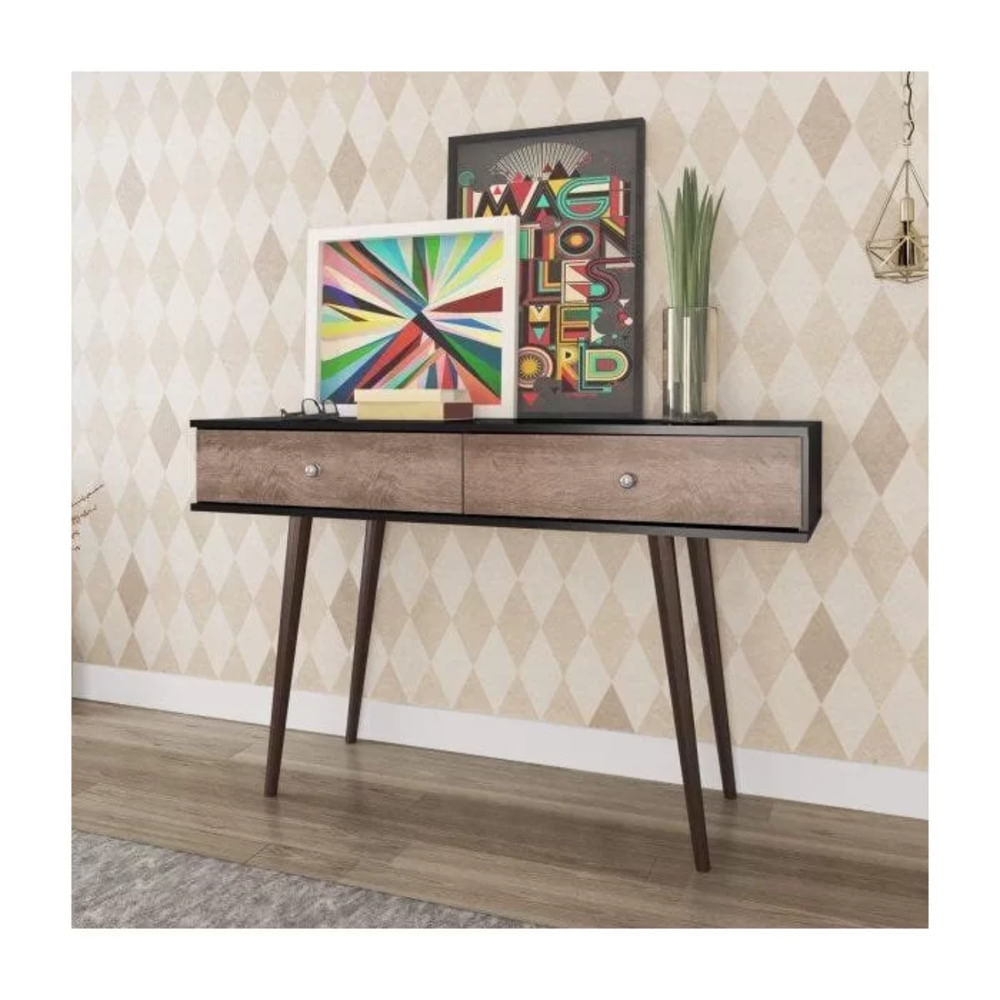 Consola Moderna Pretto 2 cajones color Marrón/Negro TU MESITA