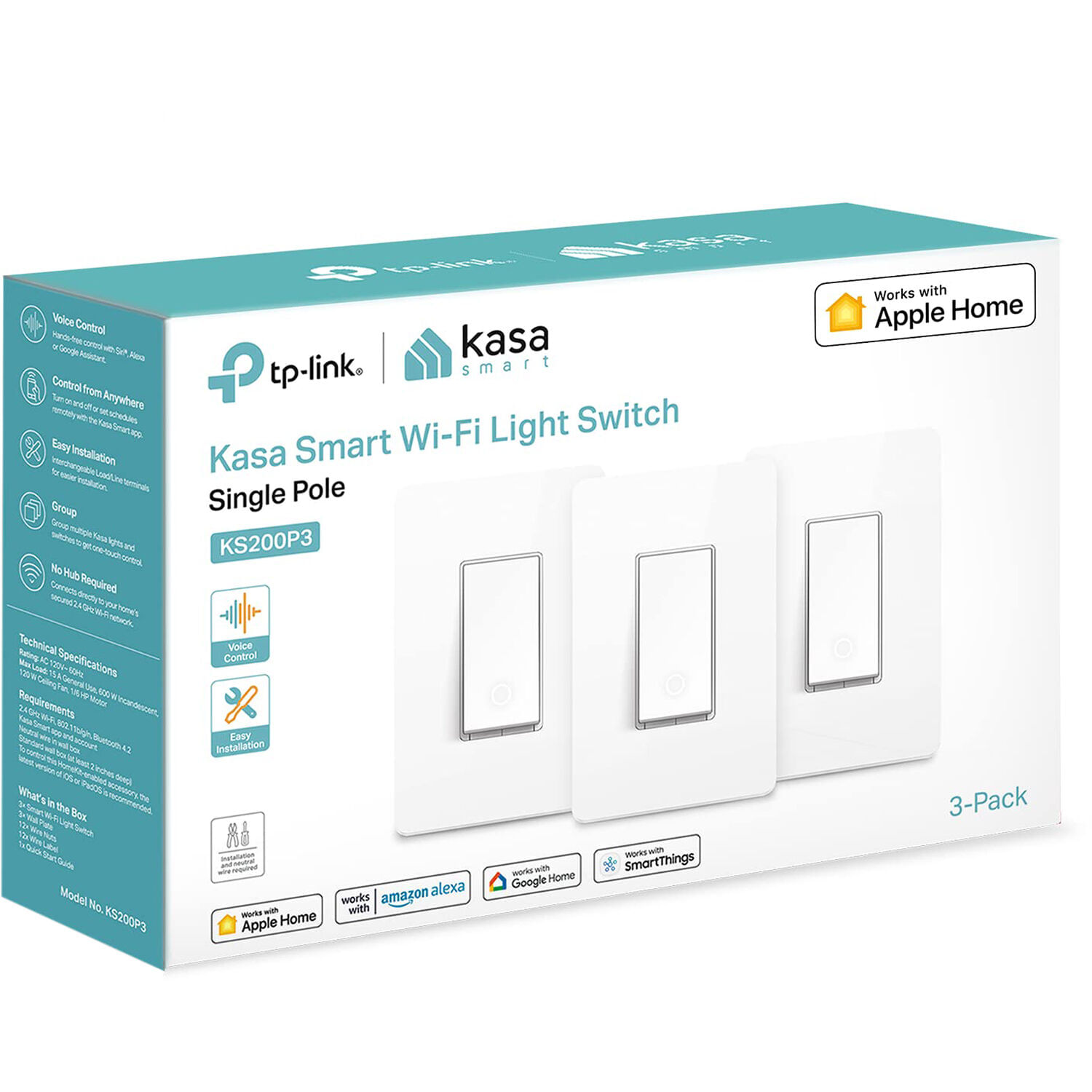 Interruptor de Luz Tp Link Ks200 Kasa Smart Wi Fi Paquete de 3