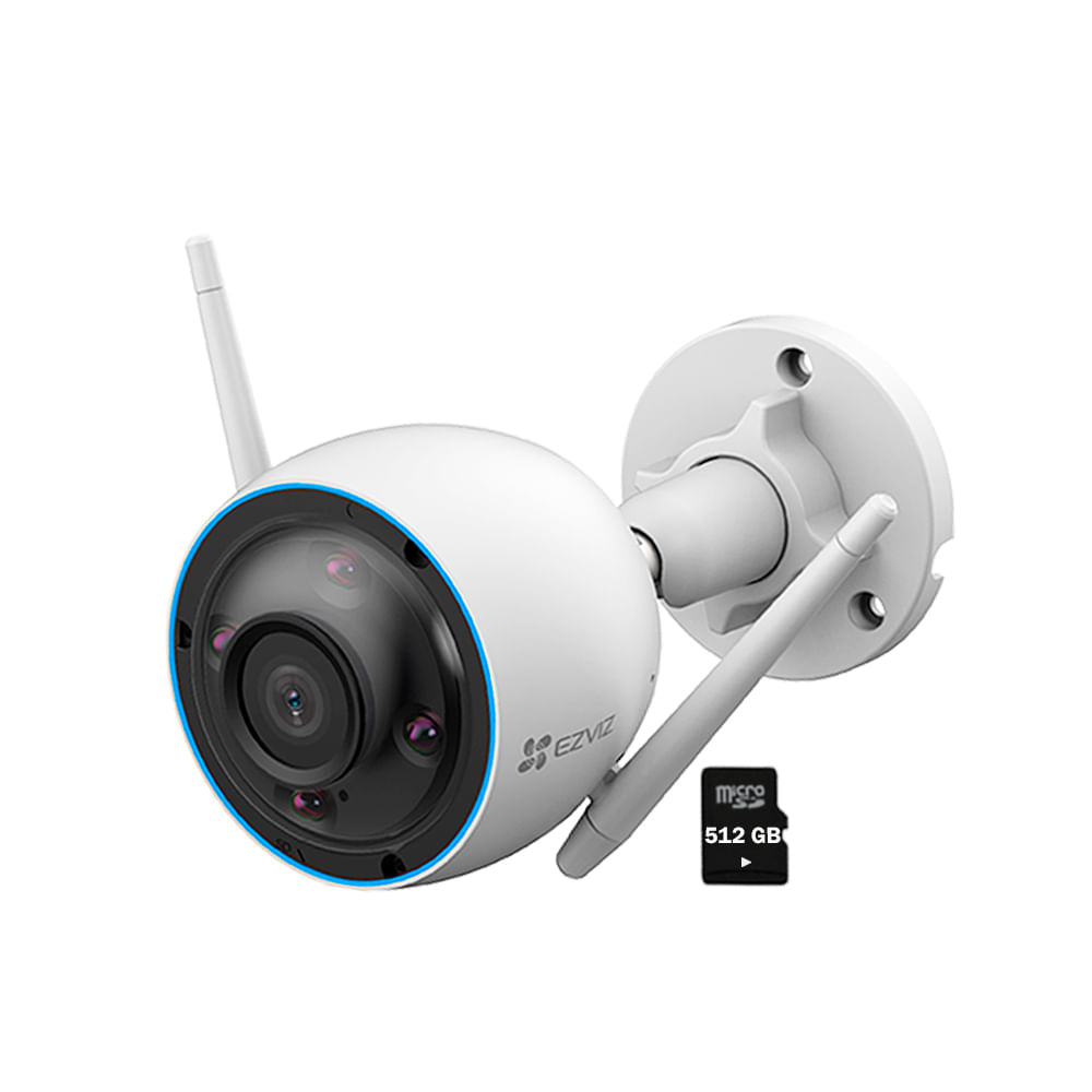 Cámara Seguridad Wifi Exterior H3 2K 3MP Ezviz Visión Noche SD 512GB