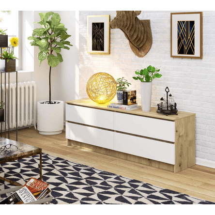 Aparador Bajo Sigrid color Duna/Blanco 4 cajones TU MESITA Aparador Bajo Sigrid color Duna/Blanco 4 cajones TU MESITA