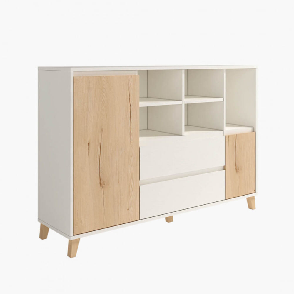Aparador Multiusos Rocha color Blanco/Duna 2 puertas 2 cajones TU MESITA